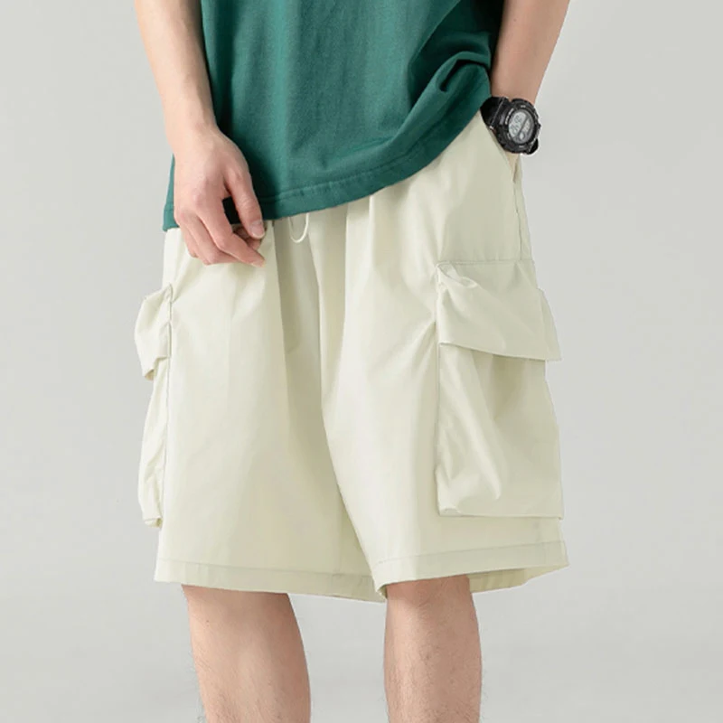 INCERUN 男性ショーツ無地巾着ジョガーカジュアル男性ボトムスストリート 2025 ルーズポケットファッション男性ショーツ S-5XL