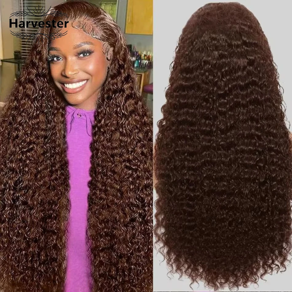 

Deep Wave Frontal Wig 13x4 13x6 Hd Lace Chocolate Brown Curly Lace Front Human Hair Water Wave 30 Inch Brazilian Wigs For Women