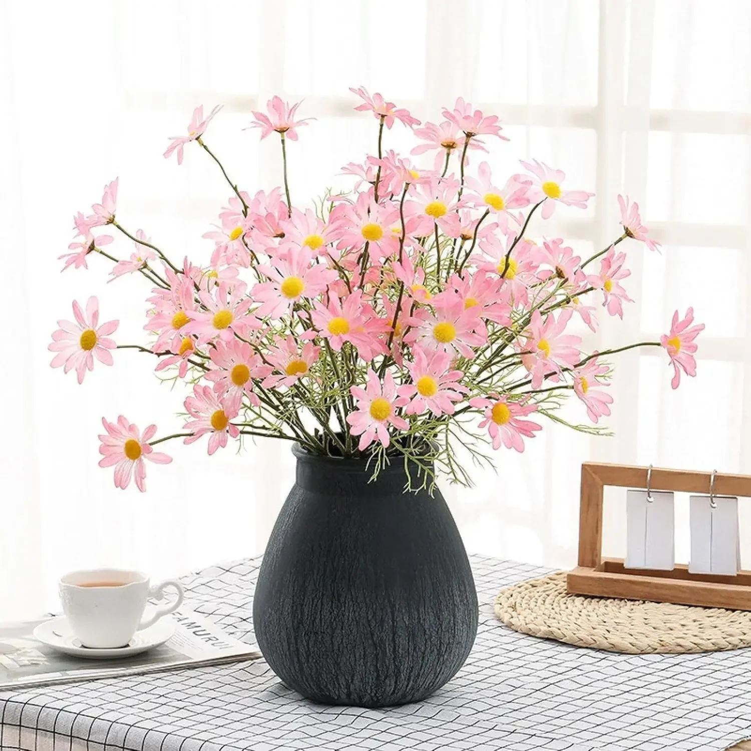 10 قطعة باقة محاكاة ديزي 5 رؤساء الهولندية أقحوان البابونج محاكاة السنة الجديدة الديكور الحلي الزهور الاصطناعية #1