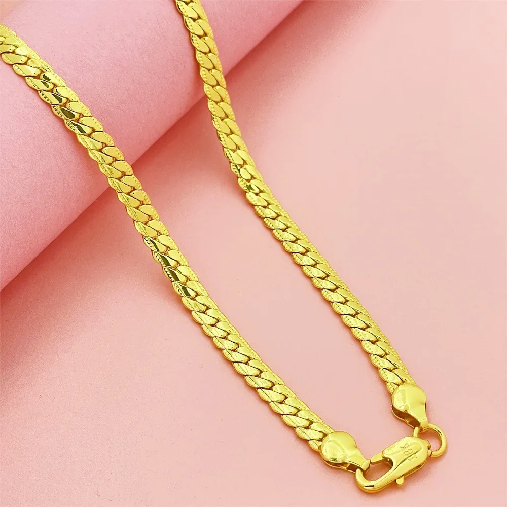 

Luxury 24K 9999 Pure Gold real gold 5MM car lace Cuban necklace 40cm 50cm 60CM