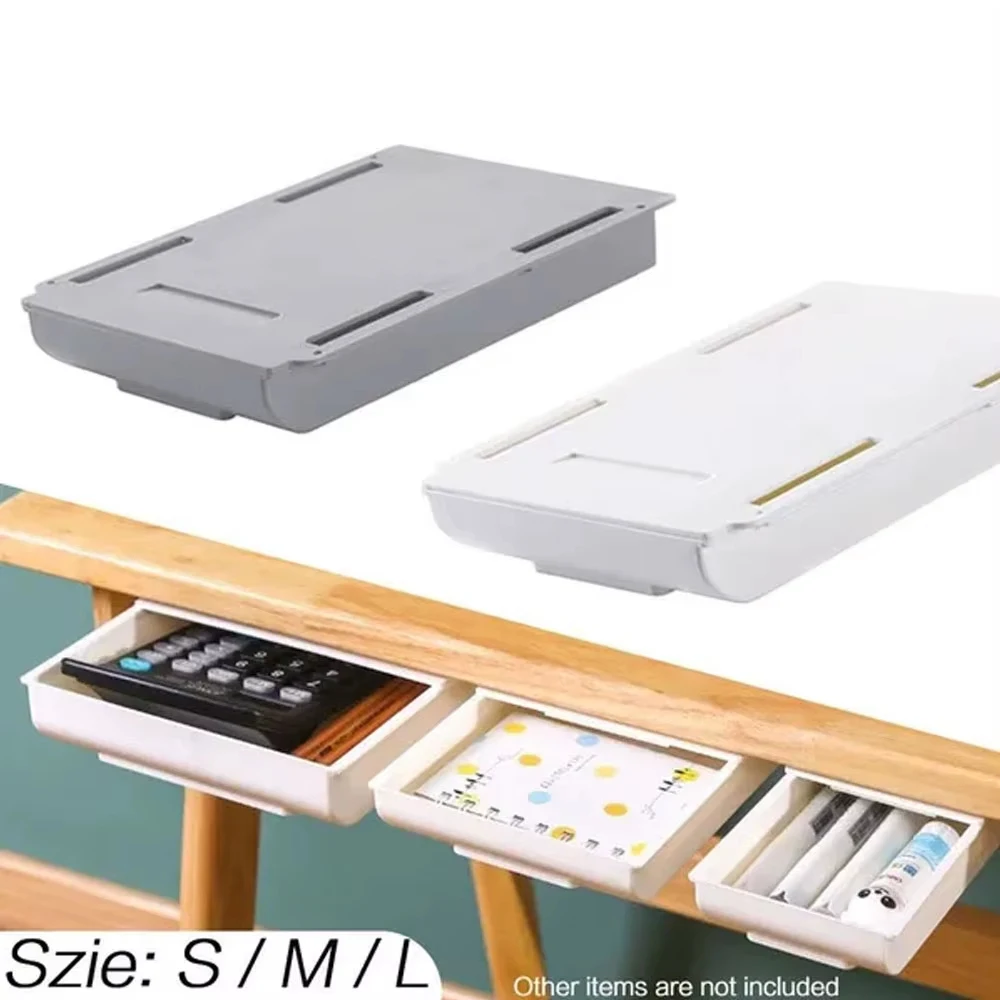 Creative Self Adhesive Hidden Drawer Storage Tray Makeup Pencil Desk Hidden Under Desk Stand Self Adhesive Under Drawer Storage