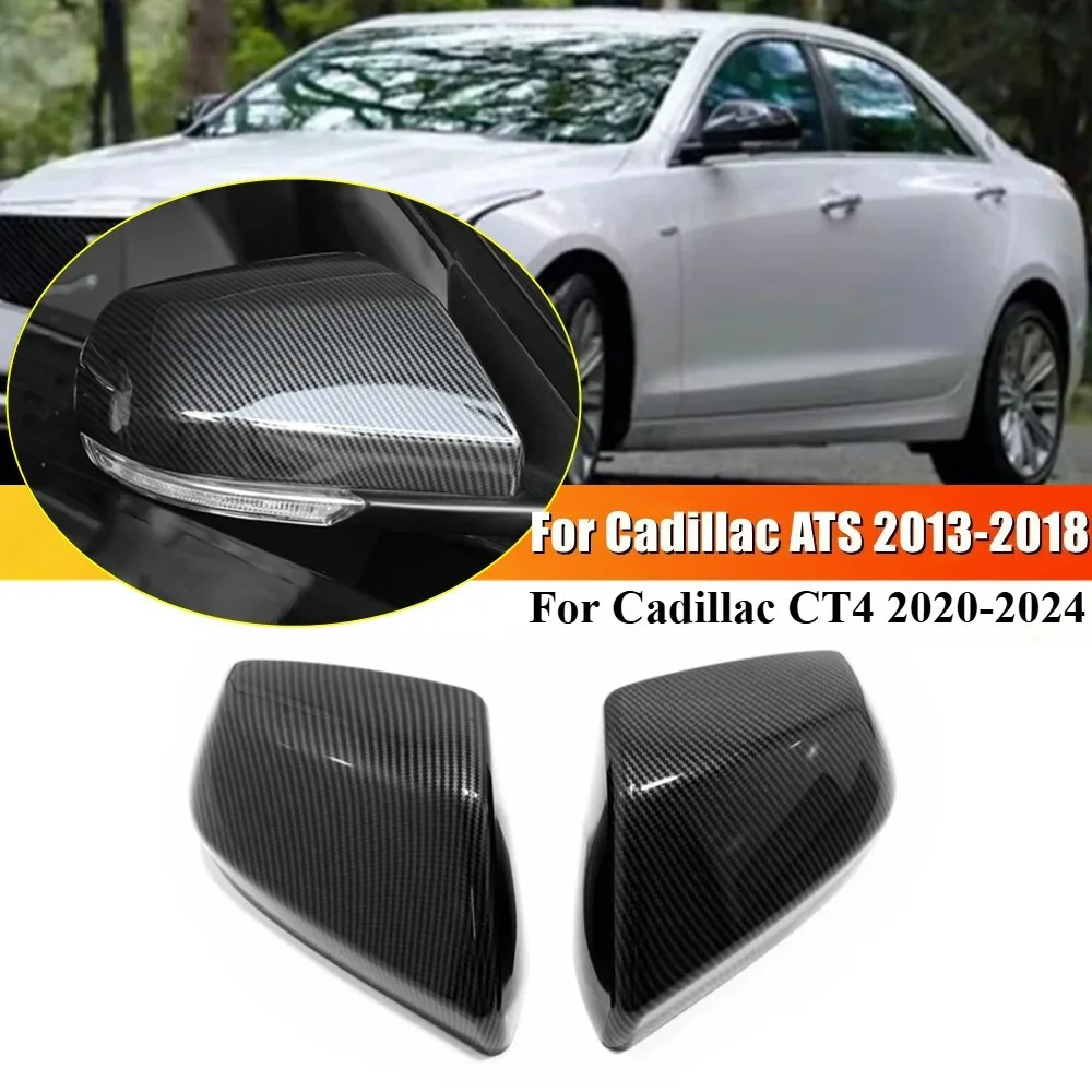 

Carbon Fiber Rearview Side Mirror Cover For Cadillac ATS 2013-2018 CT4 2020-2024
