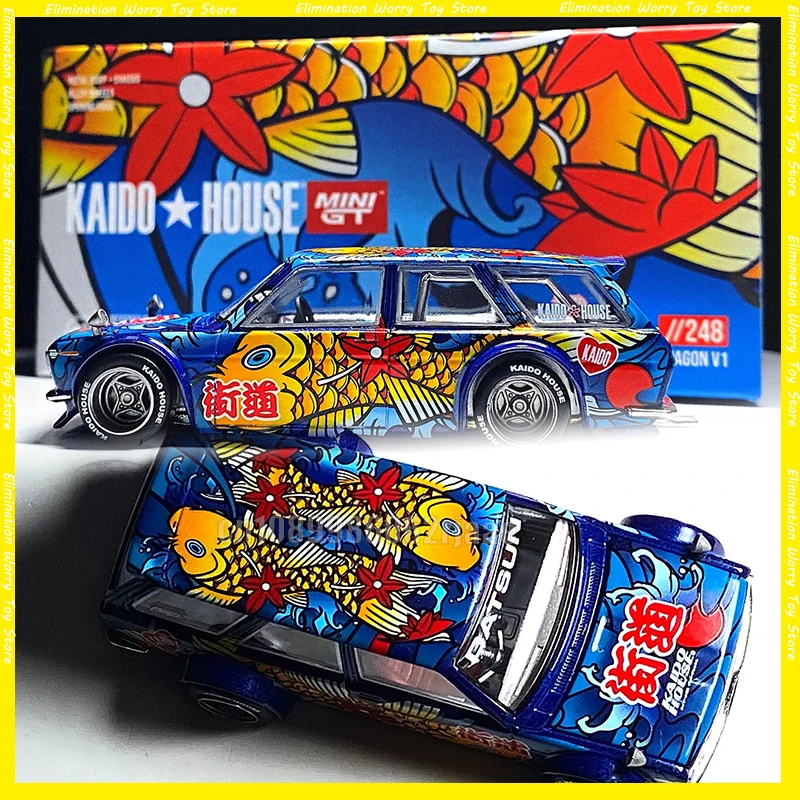 1:64 MINIGT Kaido House KHMG248 Alloy Diecast Datsun Kaido 510 Wagon Koi Wagon V1 Collectible Model Car Diecast Model 248 Chase