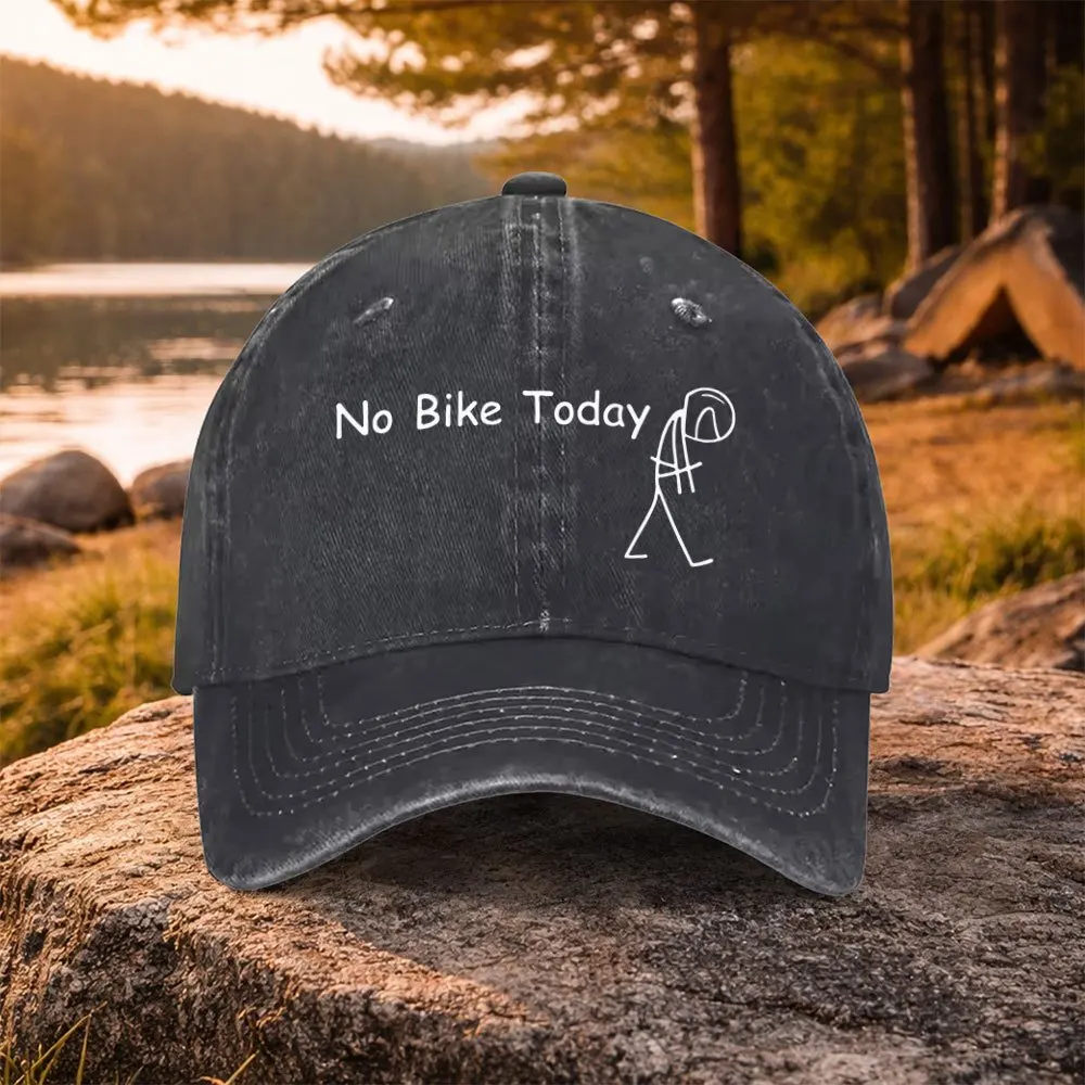 No Bike Today Print Unisex Baseball Cap Washed Cotton Casual Outdoor Golf Cap for Men Women view 3