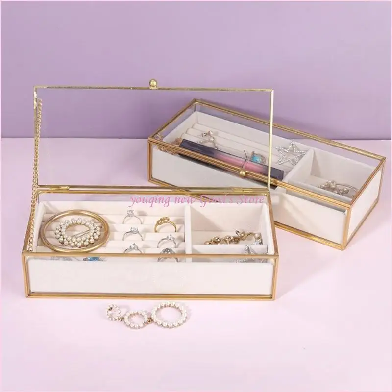 

57QA Изысканная витрина для ювелирных изделий, прозрачное стекло, органайзеры для ювелирных изделий, стеклянная текстура, для