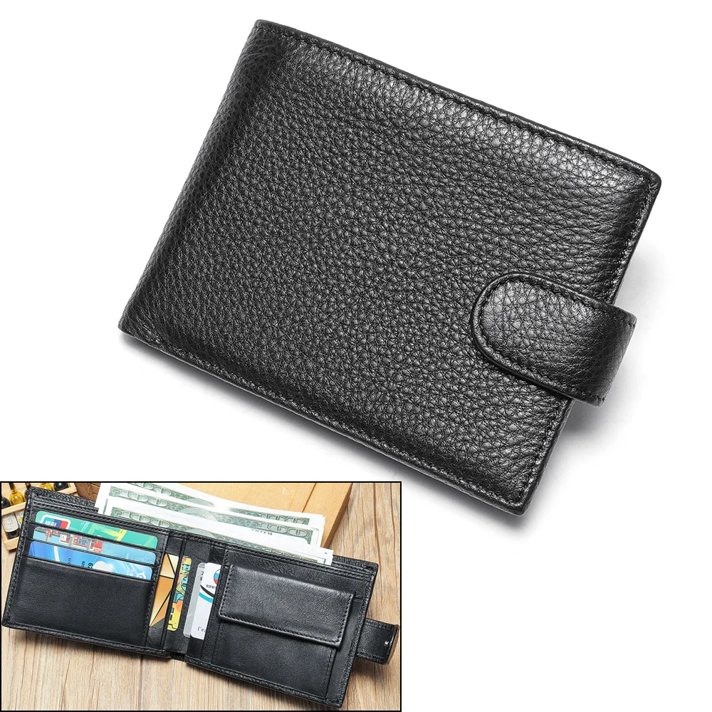 

Wallet Card Holder For Men Cowhide Leather Small Purse Mini Coin Cash Pocket Flip Hasp Cultch Bank Credit Card