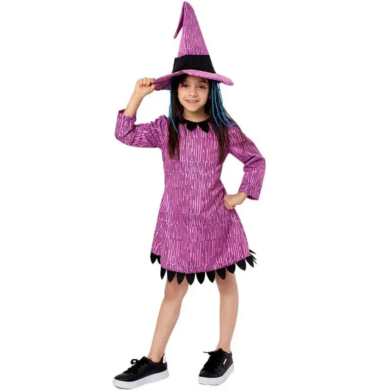 

Halloween Children girls witch party dress children Halloween costume kids gown tutu dress witch hat for Purim carnival party