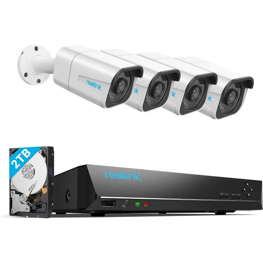 

REOLINK RLK8-800B4 4K Security Camera System - H.265 4pcs 4K PoE Security Cameras Wired with Person Vehicle Detection