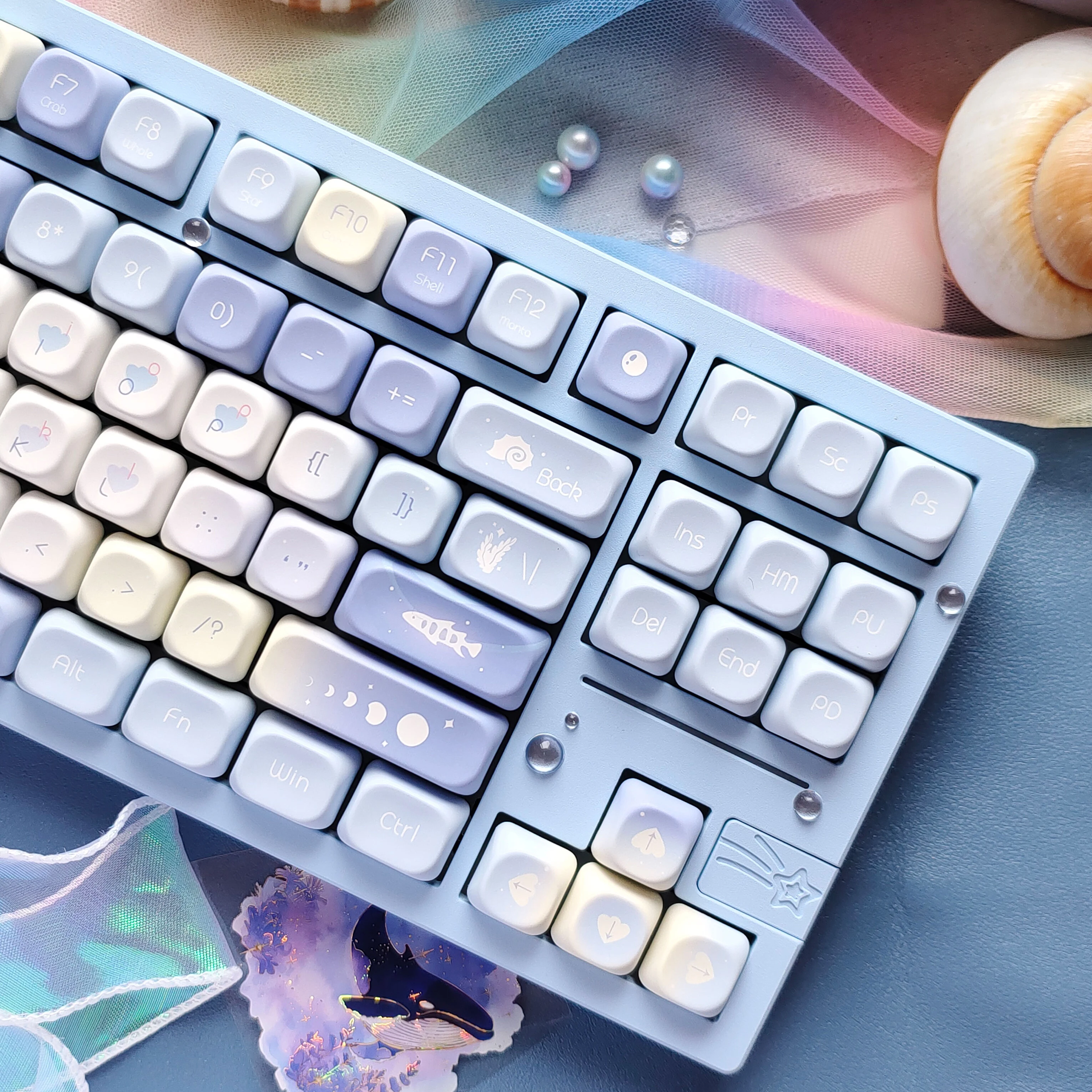 130 Keys Blue Dream Five Sided Dye Sublimation Keycaps MOA Profile PBT Keycaps for Cherry MX Switch Mechanical Gaming Keyboard