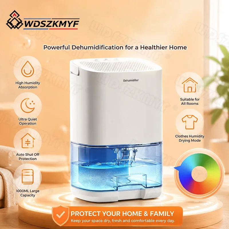 New Intelligent Portable Dehumidifier Home Appliance Low Noise 1000ML Air Dryer Humidity for Bedroom Office Dampness Control