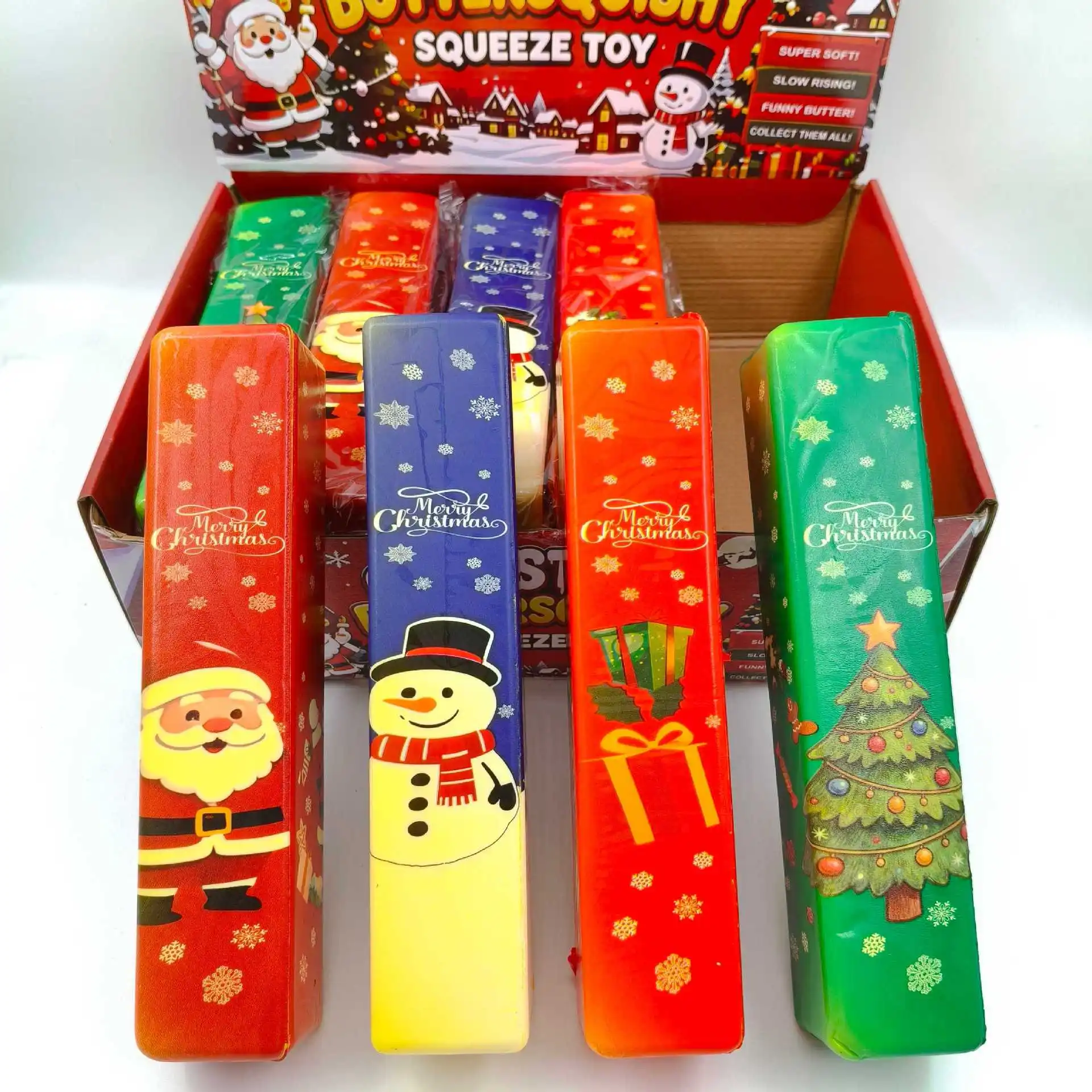 22.5CM Large Christmas Butter Stick Squishy, Multiple Colors Slow Rebound Stress Relief Squeeze Fidget Toy