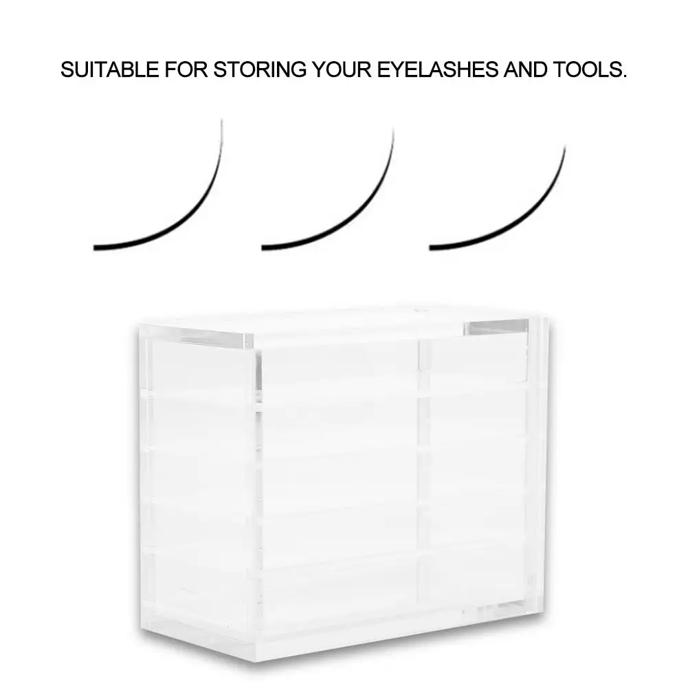 Clear Eyelash Storage Box, organizador de maquiagem, cílios postiços, porta-paletes de cola, cílios Extension Tool, 5 camadas