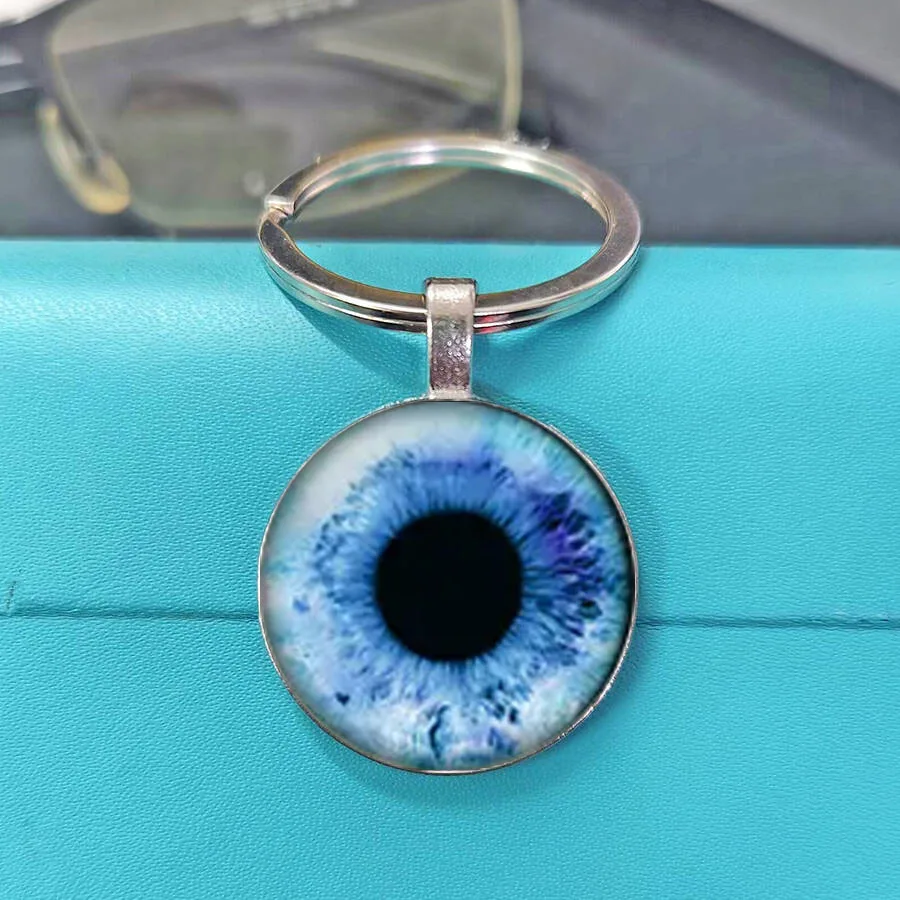 Best Seller Handmade Unique Pink Eyeball Glass Dome Keychain, Gothic Evil Eye , Thoughtful Gift for Friends
