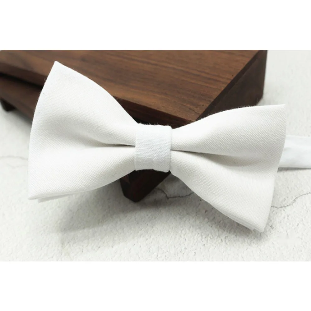 Classic Cotton Bowties For Men Solid Khaki White Bow Ties Women Daily Casual Butterfly Striped Bowknot Wedding Banquet Cravat