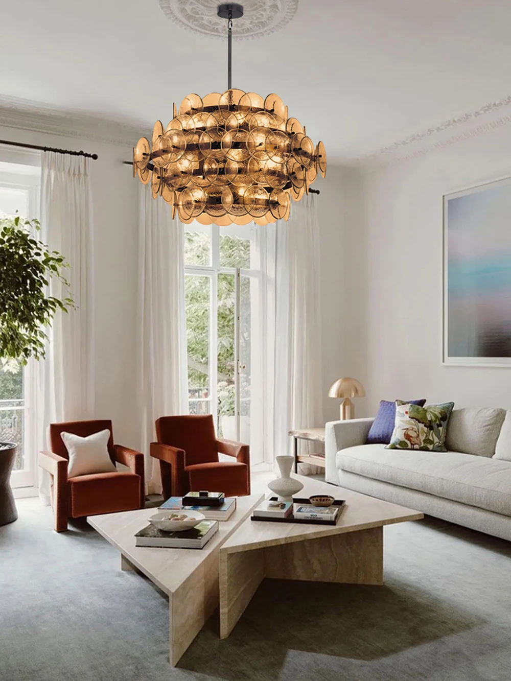 Murano Collection Round Linear E14 Dimmable LED Chandelier