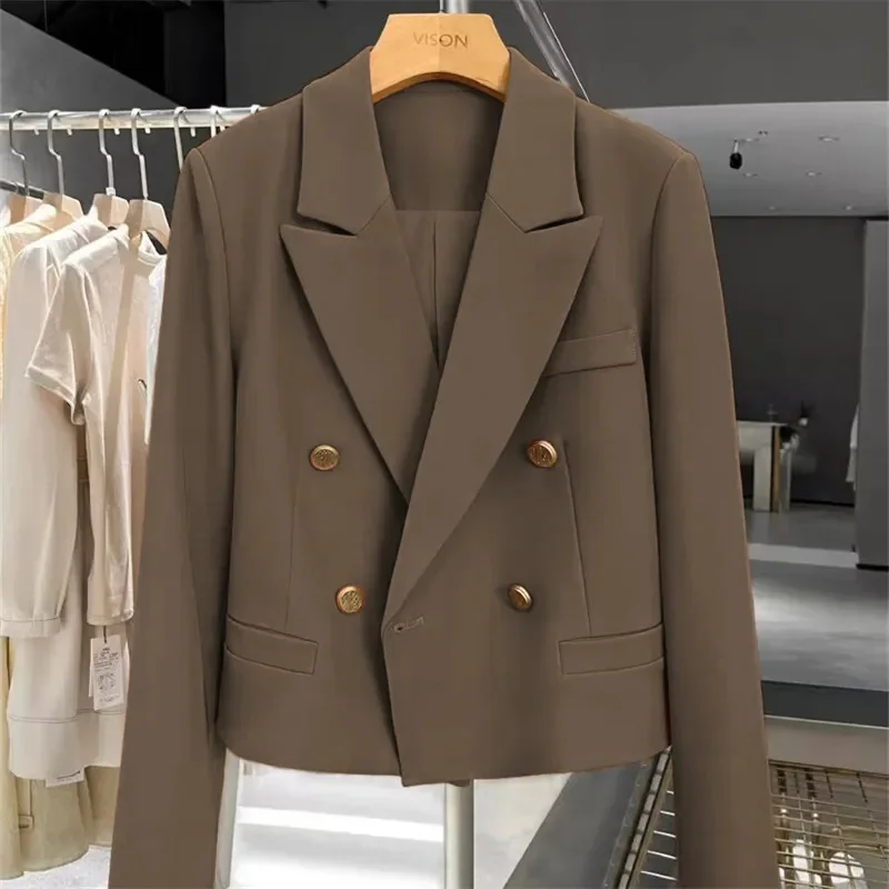 Women Coat Spring Autumn Khaki Suit 2024 New Fashion Korean Long Sleeve Blazers Woman Jacket Casual Office