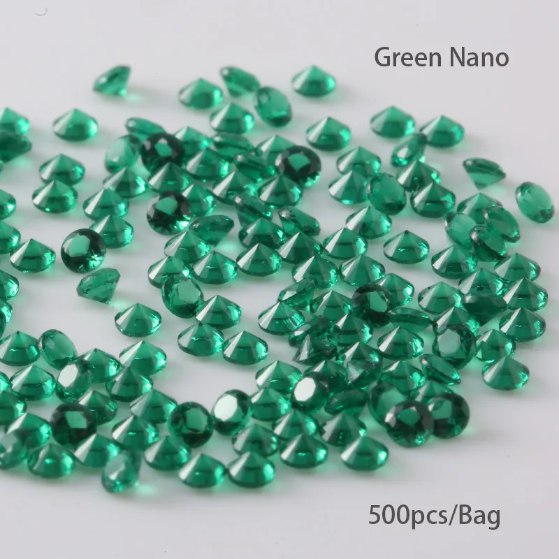 

500pcs/bag 0.9mm~3.0mm Round Brilliant Cut 5A Nano Green Ruby Red Corundum Wax Setting 113# Blue Synthetic Loose Stones For DIY