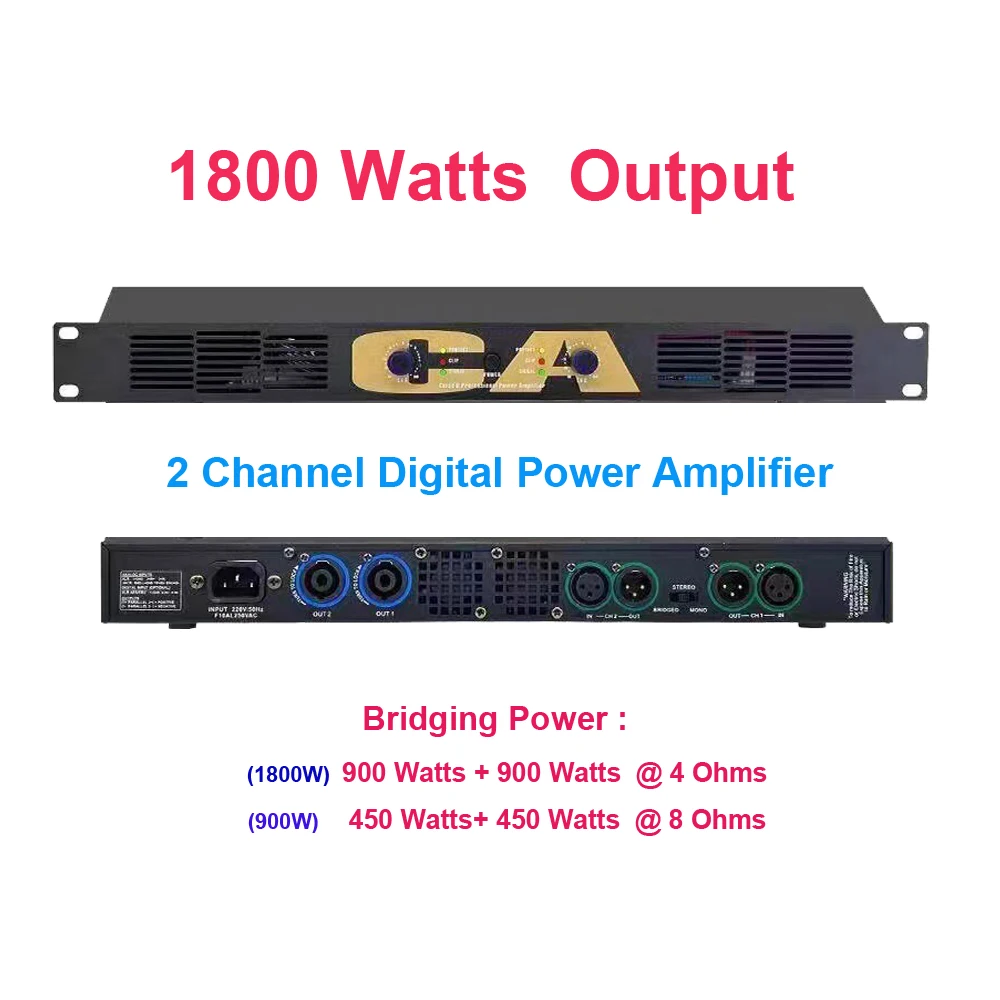 

Advanced 2400W Peak Digital Power Amplifier 2 Channel AMP Stage Musical Performance DJ Karaoke PreAmp Bridging Function