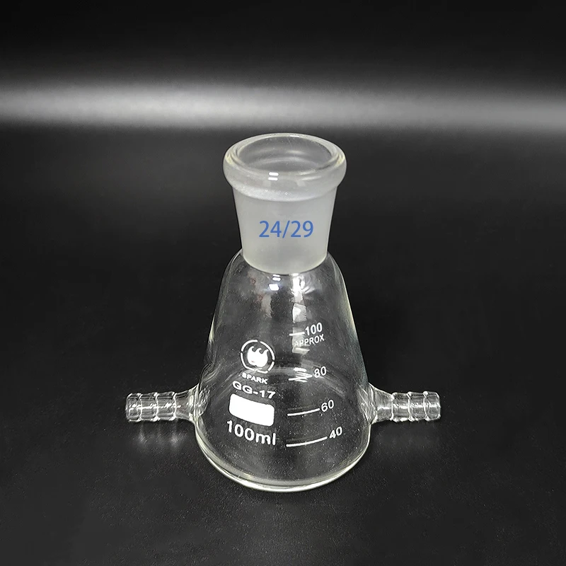 Filtering flask with Double Lower tube,50mL-100mL-10000mL,Joint 24/29,Triangle flask with tubules,Lower tube conical flask