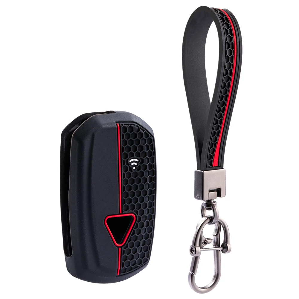 Keychain For Triumph Speed Triple RS Tiger 1200 Rocket 3 silicone motorcycle key fob cover with long wrist strap and swivel clip
