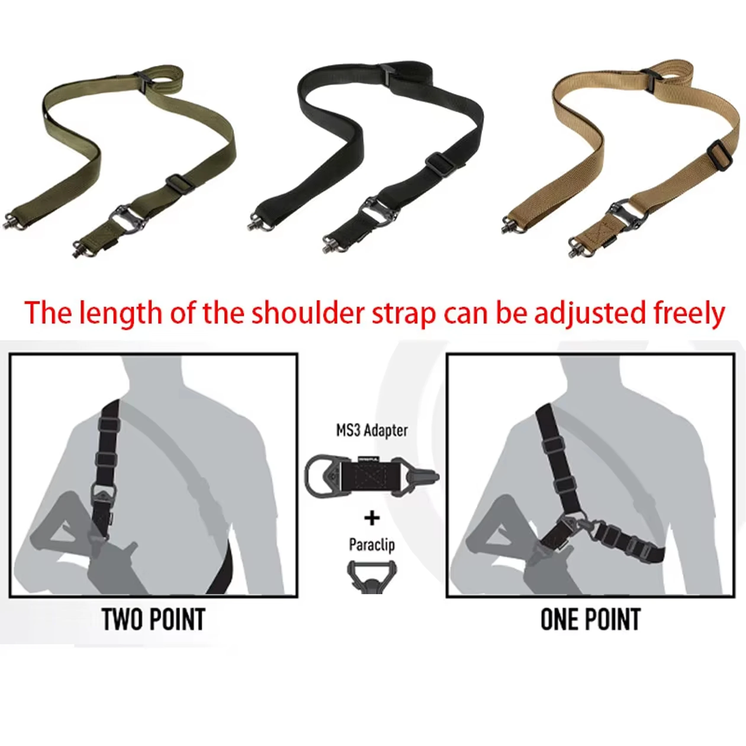 Tactical MS3 Gun QD 2 Point Sling Mount Safety Gun Straps Quick Detach Swivel Rifle MS4 Dual Adjustable Plate For HK416 AK47