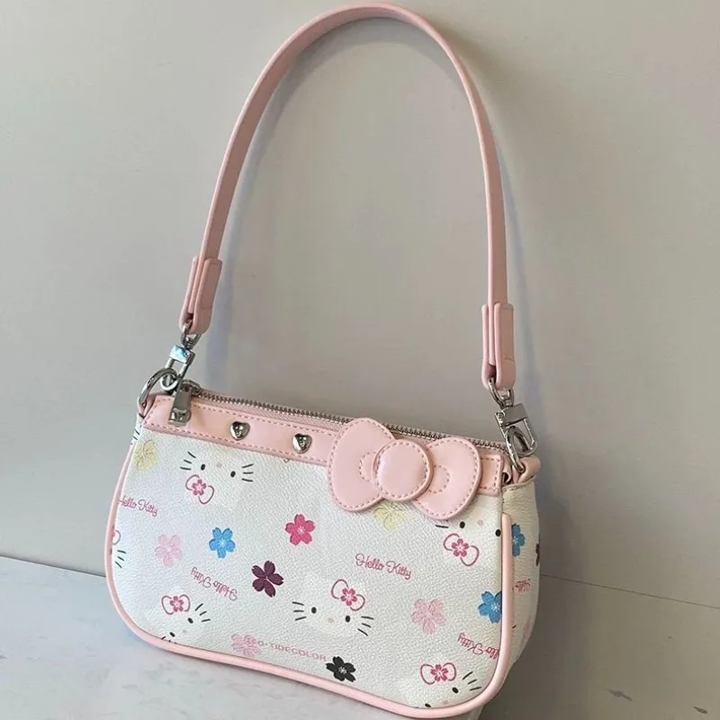 

Sanrio Hello Kitty сумка подмышки для женщин милая розовая сумка на плечо модный новый стиль Kawaii кошелек для девочек