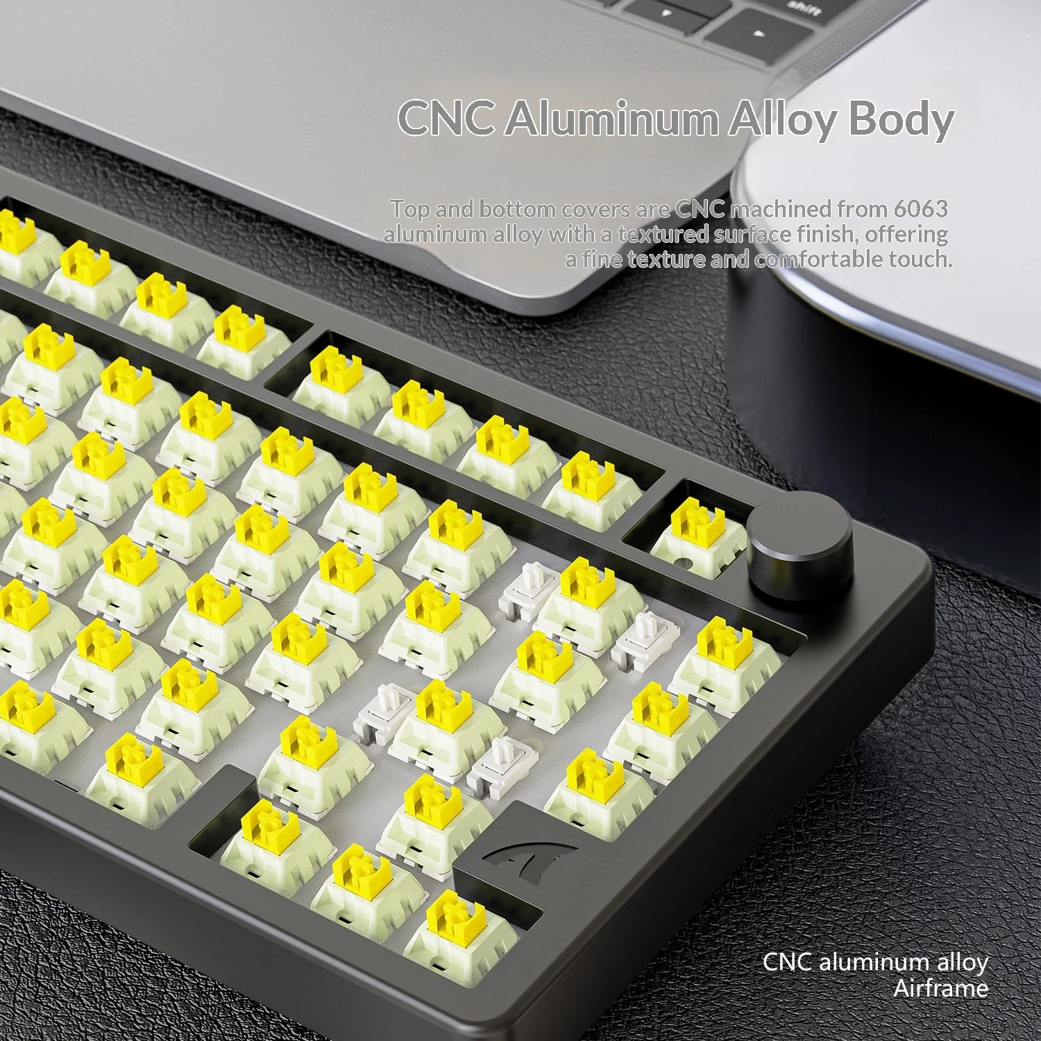 Attack Shark X86 Mechanical Keyboard Aluminum Tri-mode Wireless 75% Gaming Keyboard Gasket RGB Hot-Swap With Knob PC Accessories - view 5