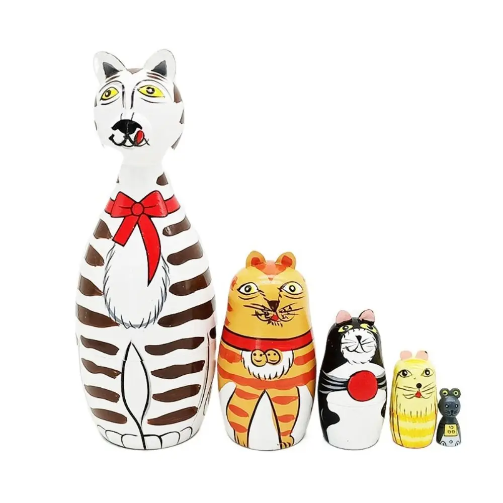اليابانية فتاة الحيوان ماتريوشكا دمية ثلج البيض شكل البومة الفتيات دمية روسية الأرانب البقرة خشبية التراص الدمى ديكور المنزل