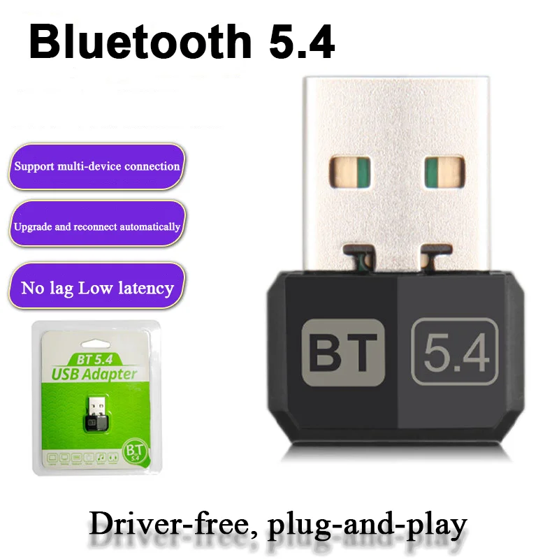 

USB Bluetooth 5,4 адаптер аудио адаптер Mini USB беспроводной приемник/передатчик для ПК/драйвер ноутбука бесплатно для Win10/11