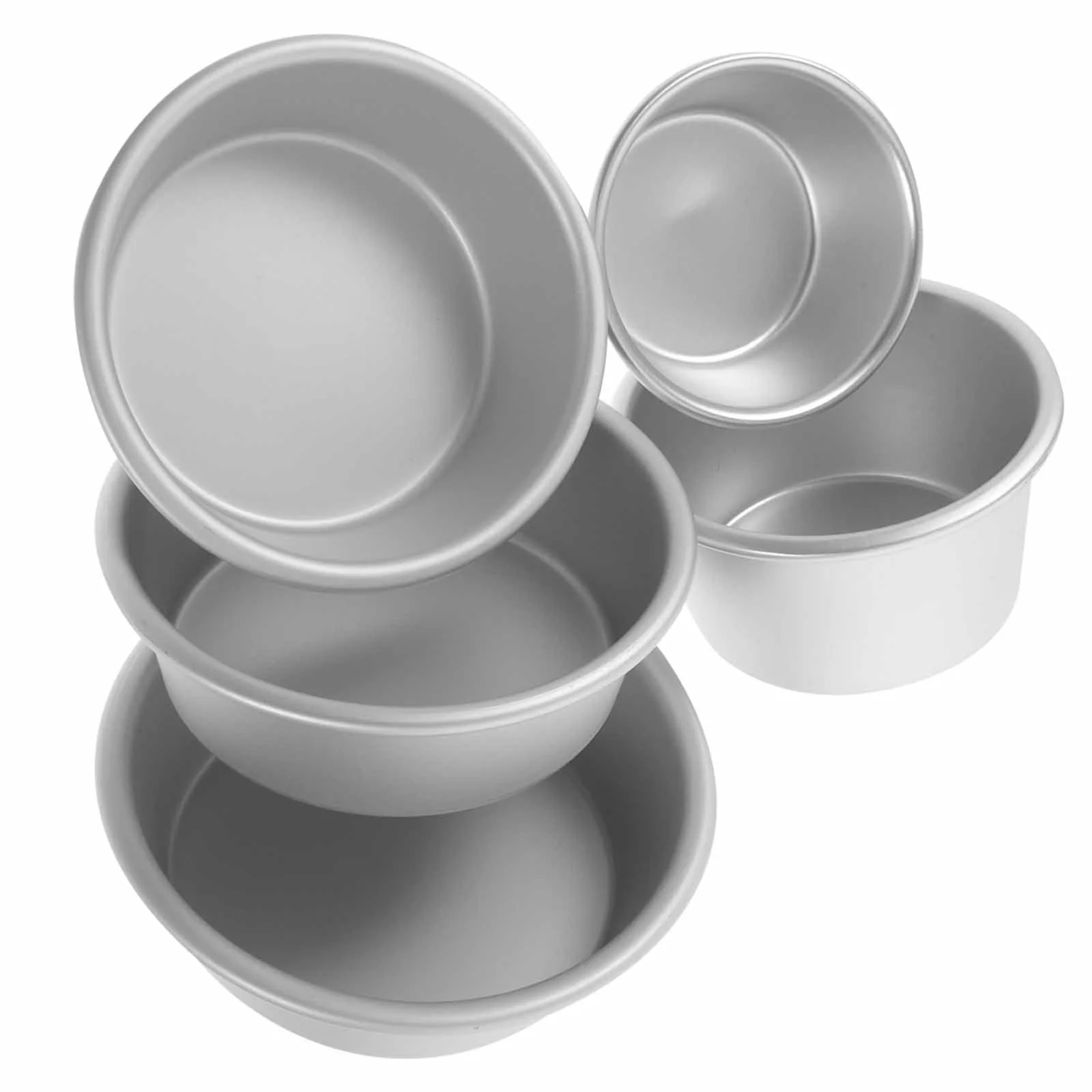 

5Pcs Cake Mold Baking Pans Aluminum Alloy Premium Molds for Pudding Round Tools Household Daily Cooking Use Cupcake