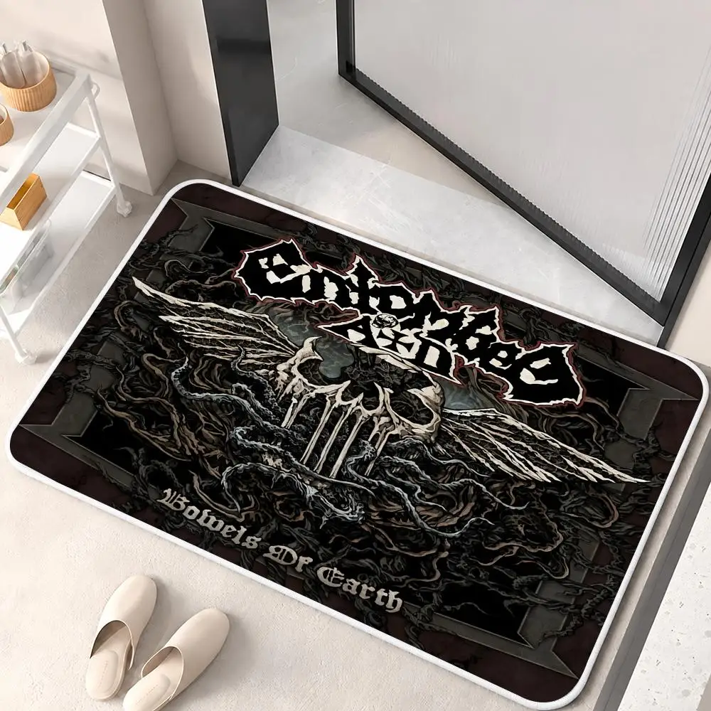 Metal E-ENTOMBEDs Band Floor Mat Flannel Rug Non Slip Absorbent Soft Washable For Entryway Hallway Bathroom Kitchen Decor