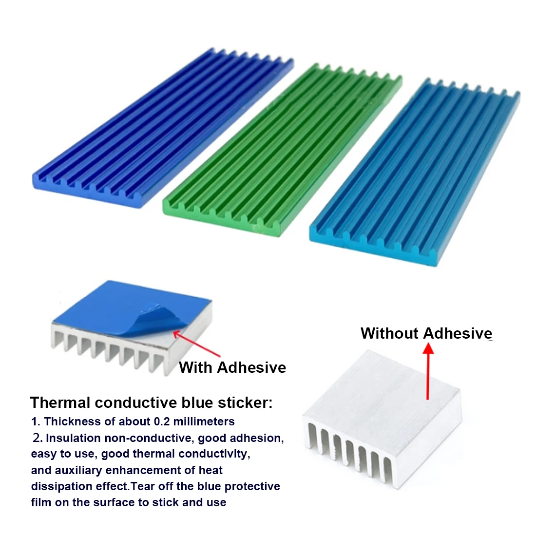 Aluminum Heat Sink Radiator Heat Sink Suitable For Electronic Ic Chips Multiple Colors Available 70 X 22 X 3mm