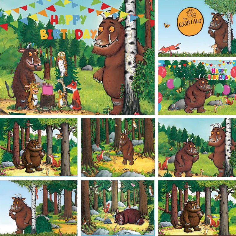 Фон для фотосъемки Gruffalo, баннер, лесные животные, детский душ, день рождения, индивидуальный фон, реквизит для фотобудки