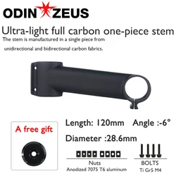 Fork Clamp Diameter 28.6/31.8mm Full carbon Fiber ultra light 49g one piece -6/17 degree IX2 bicycle stem 80/90/100/110/120mm
