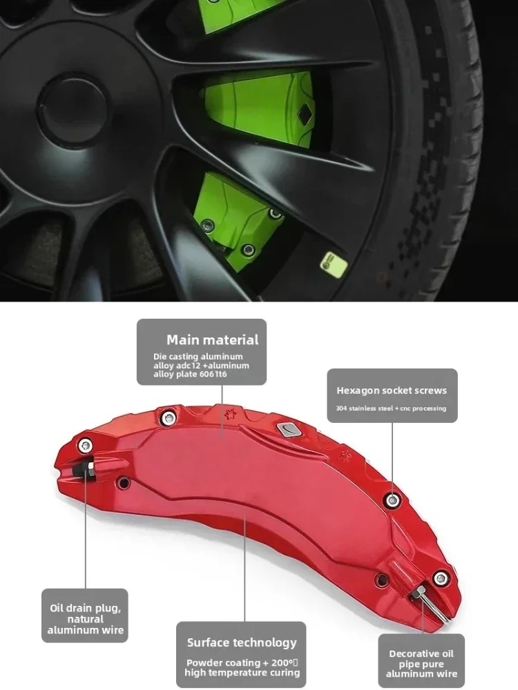For Tesla Model 3 / Y Car Brake Caliper Cover Aluminum Alloy Front and Rear Wheel Hub Decor Caliper Shell Protector Accessories