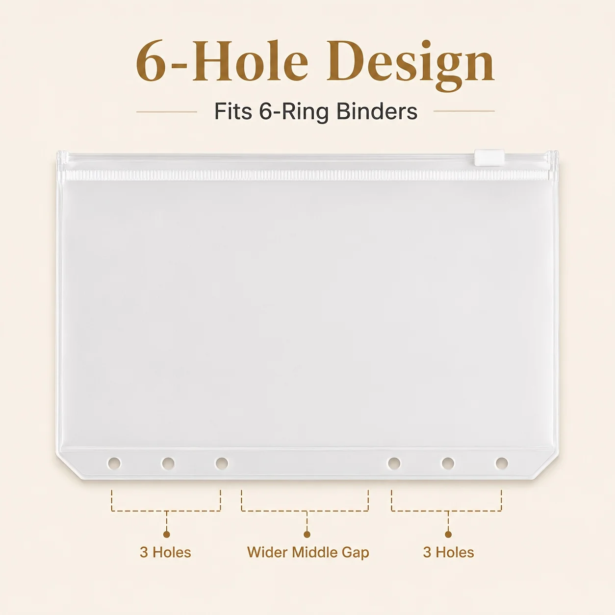 10pcs/5pcs Frosted Zipper Binder Pockets,6-Hole PVC Cash Envelopes for Budget Binder,Transparent Storage Bags for Receipts, - view 3