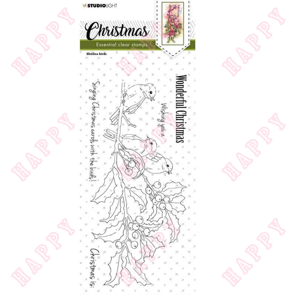 

Clear Stamps Christmas Slimline Birds For Scrapbook Diary Decoration Paper Craft Embossing Template DIY Greeting Card Handmade