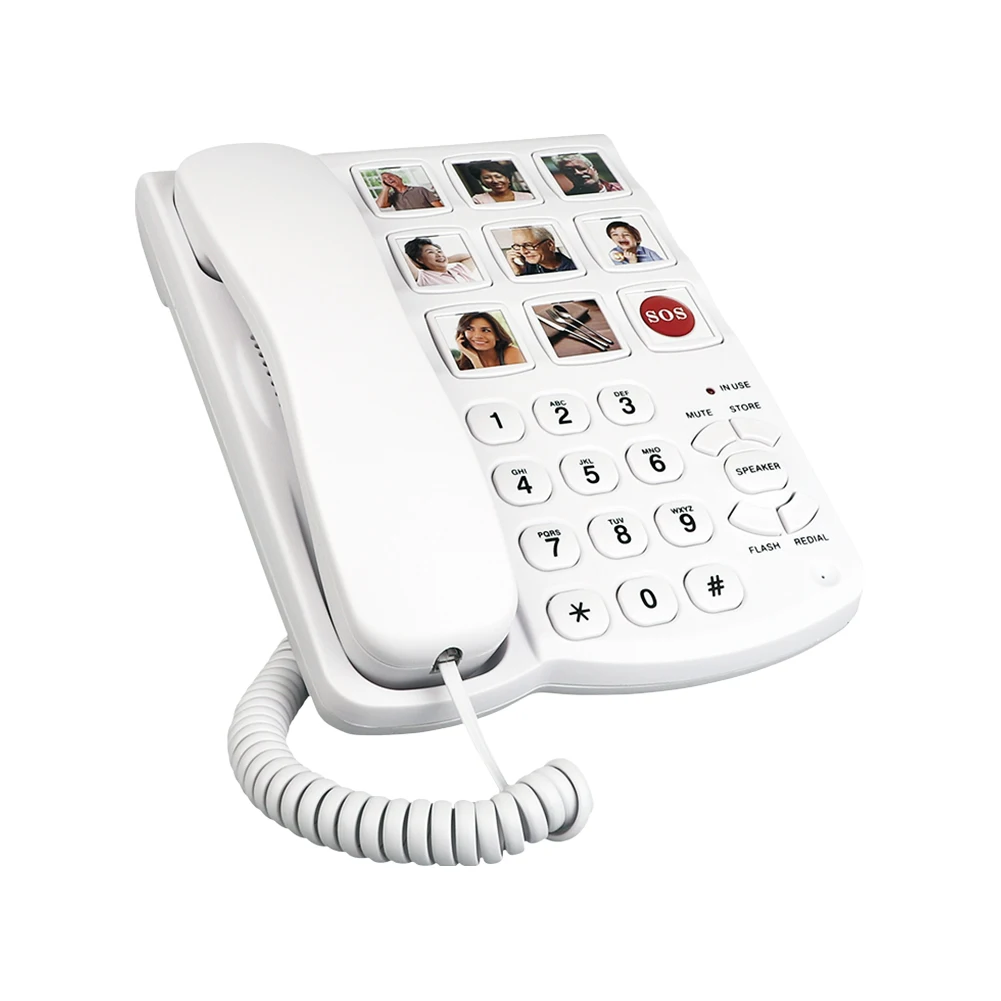 Big Button Phone with Speaker Elderly Image Phone One Button Touch Enlarged Phone 9 Piction for Patients with Hearing Impairment
