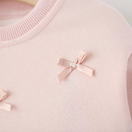 In the fall of 2025, the new five-ribbon knot hem mesh set, girls' top + pants two-piece set