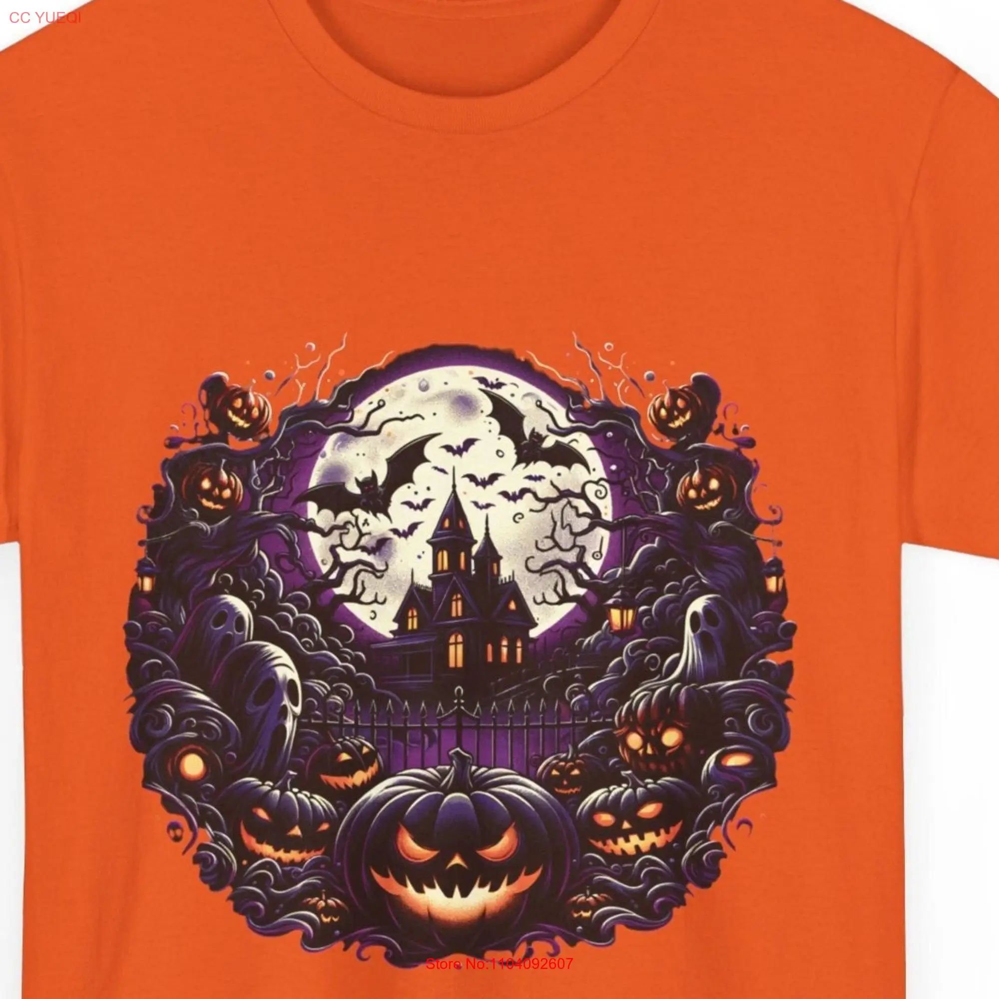 Scary Castle Pumpkins Halloween T Shirt 100 Cotton Enchanted Costume Spooky Season Outfit long or short sleeves