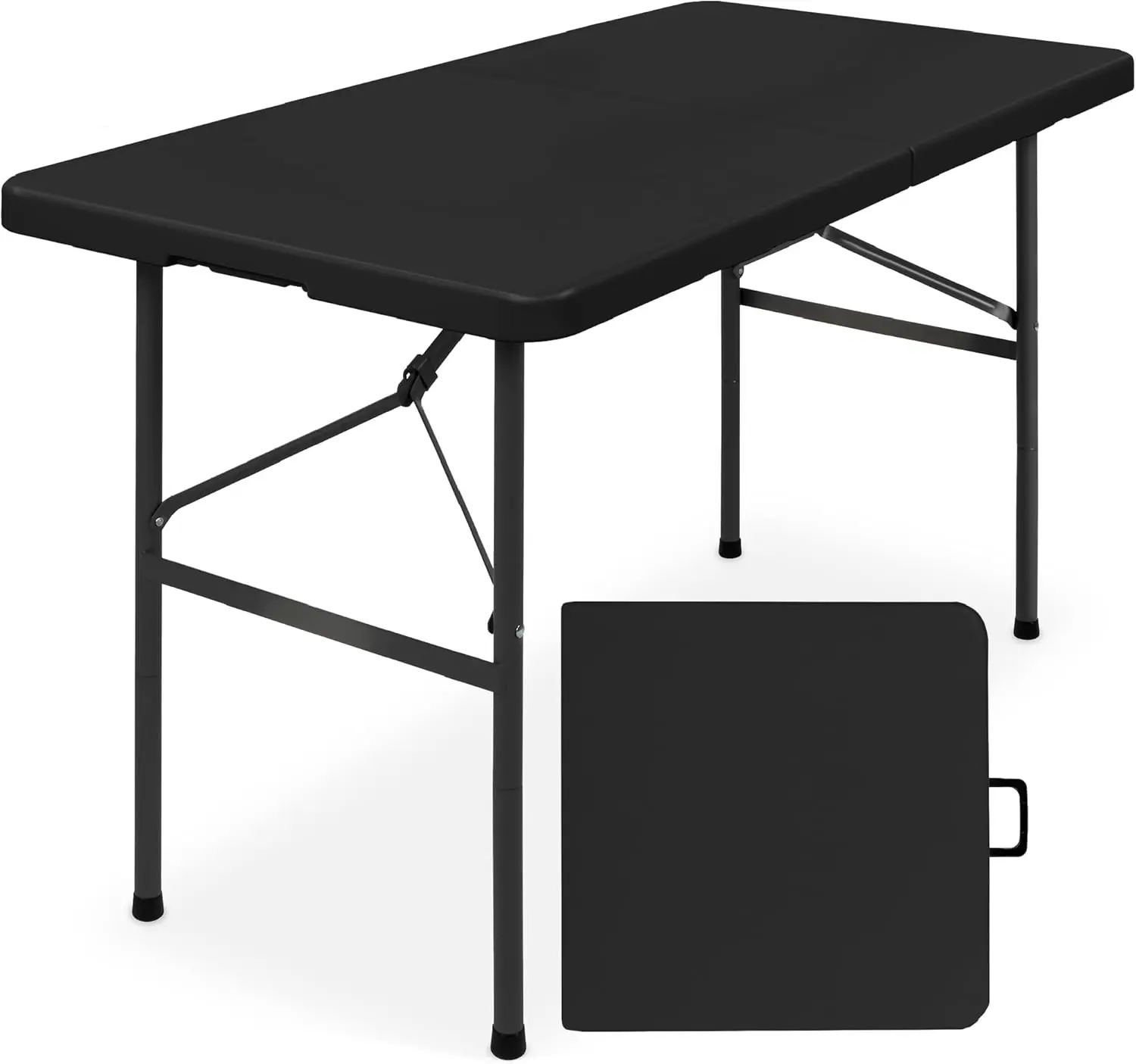 Best Choice Products 4ft Plastic Folding Table, Indoor Outdoor Heavy Duty Portable w/Handle, Lock for Picnic, Party