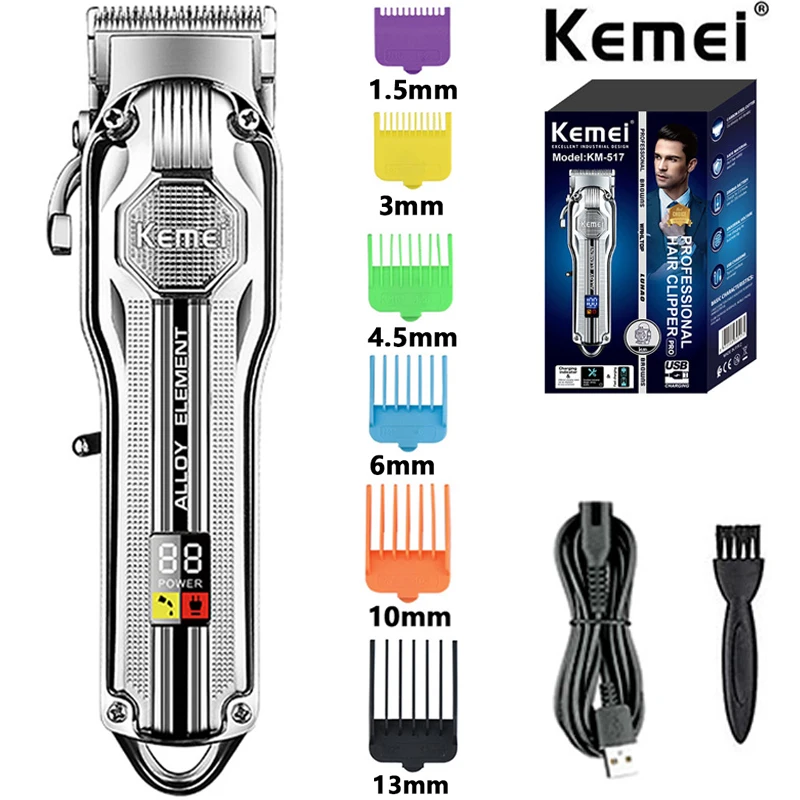 kemei-poderosos-clippers-eletricos-para-homens-barbeiro-aparador-sem-fio-cortador-de-cabelo-maquina-de-corte-de-cabelo-kit-de-higiene-corpo-de-metal