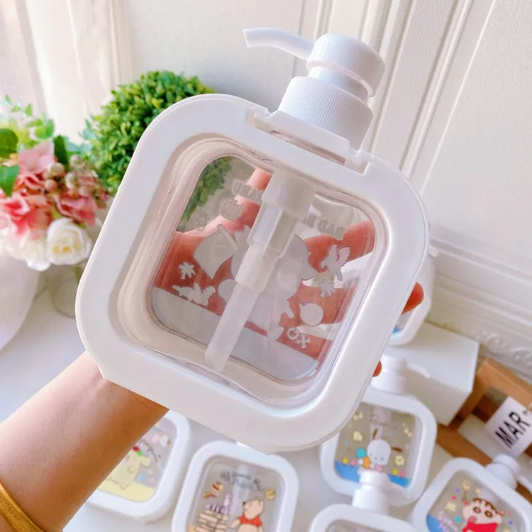 Bathroom Soap Dispensers Refillable Hello Ktty Kuromi Stitch Shampoo Shower Gel Holder Portable Travel Dispenser Empty Bath