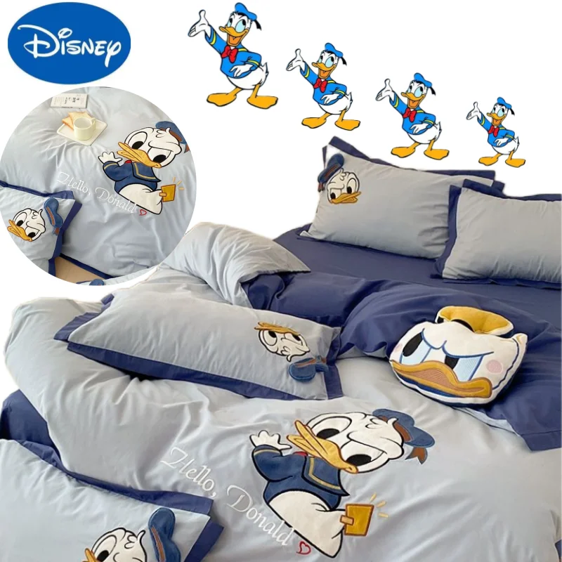 

Дисней Дональд Дак, высококачественный креативный мультяшный чехол из четырех частей, толстое пододеяльник, новое удобное милое постельное белье для общежития