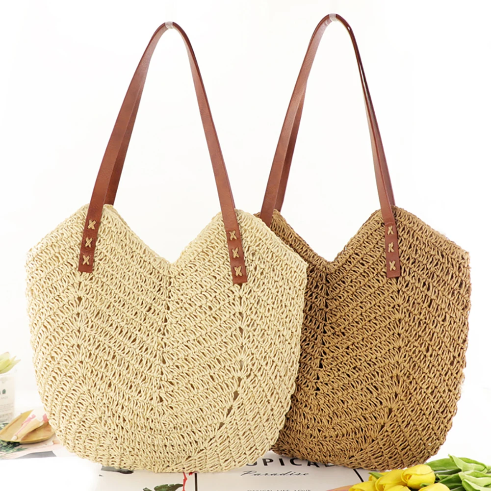 

Summer Straw Bags Rattan Woven Shoulder Bag Fashion Weaving Ladies Tote Handbags for Women Hollow Raffia Crochet Beach Bags