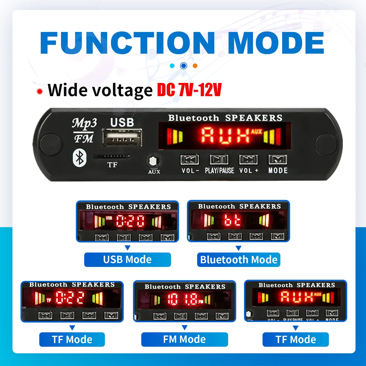 DC 9V 12V Bluetooth 5.0 płyta dekodera MP3 moduł Audio USB TF Radio AUX FM bezprzewodowy samochód odtwarzacz muzyki z pilotem mikrofon