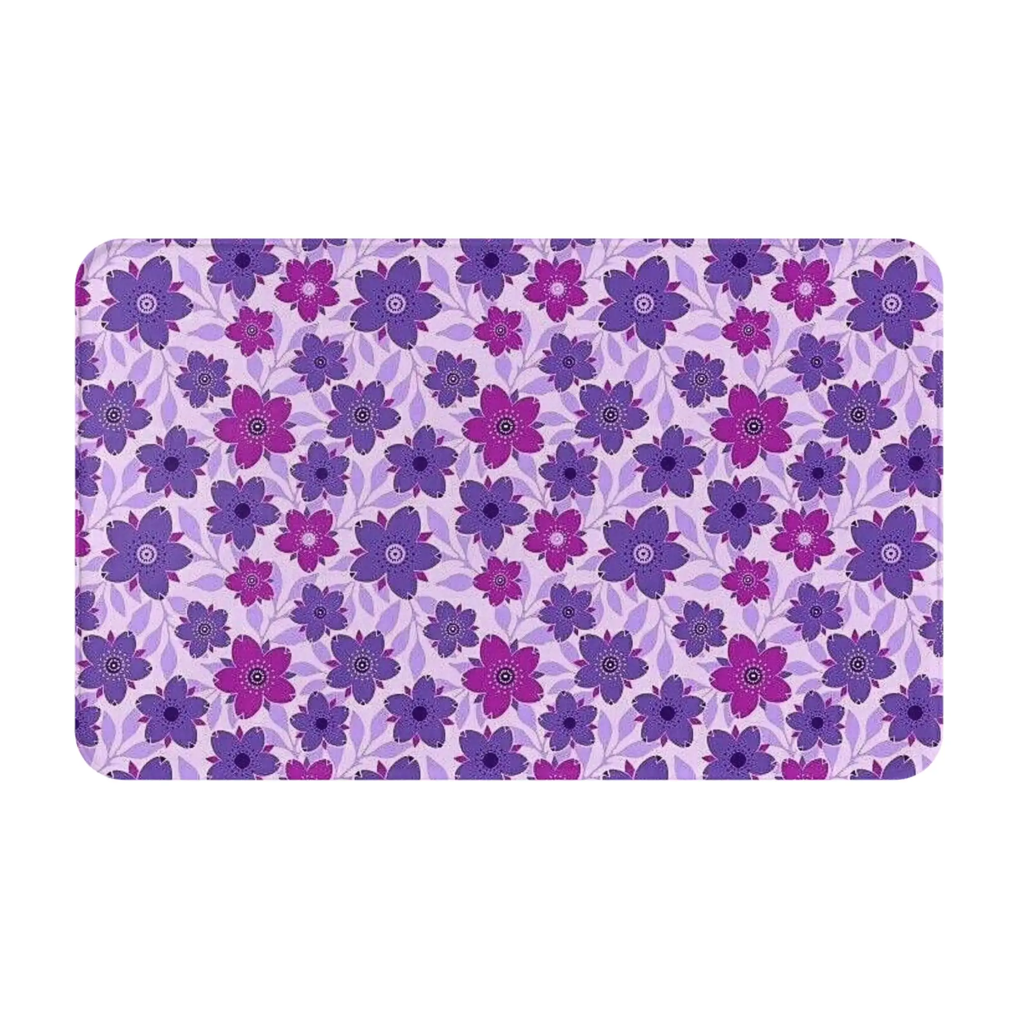 Purple Small Flower Vintage Seamless Texture Non-slip Doormat Kitchen Mat  Balcony Indoor Home Decorative