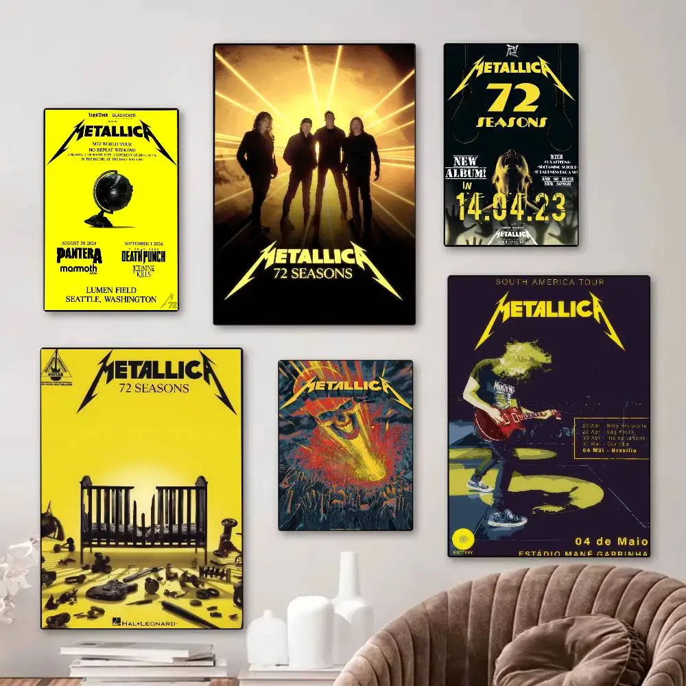 Póster de Papel Blanco Impermeable Bnad M-Metallica 72 S-Seasons Cool, Adhesivo Decorativo para Cafetería, Bar, Arte Estético, Pintura Mural