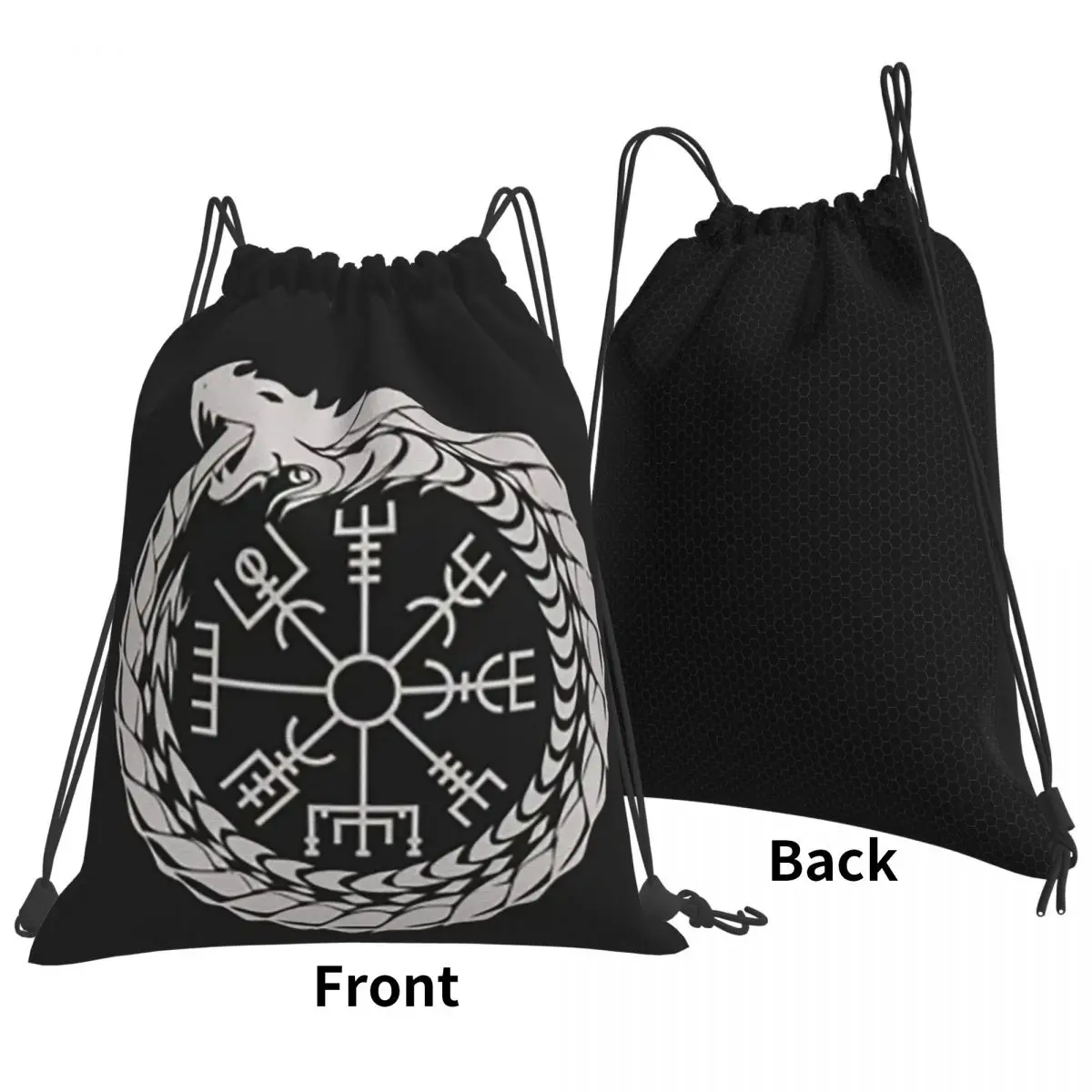 Viking Odin Valknut Runes Backpacks Casual Drawstring Bags Sports Bag Book Bags for Travel School