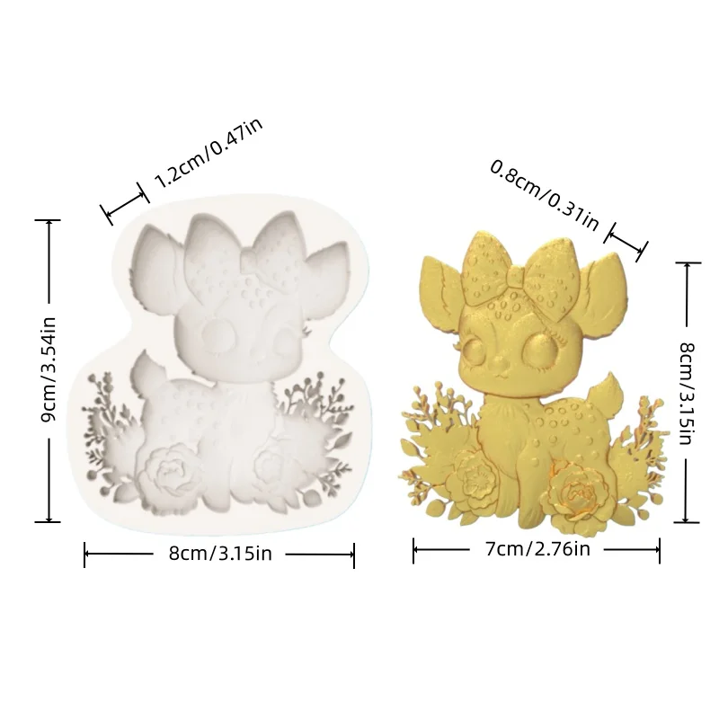 Forest Deer Bow-Shaped Mold Fondant Chocolate Cake Decoration Homemade Silicone Mold